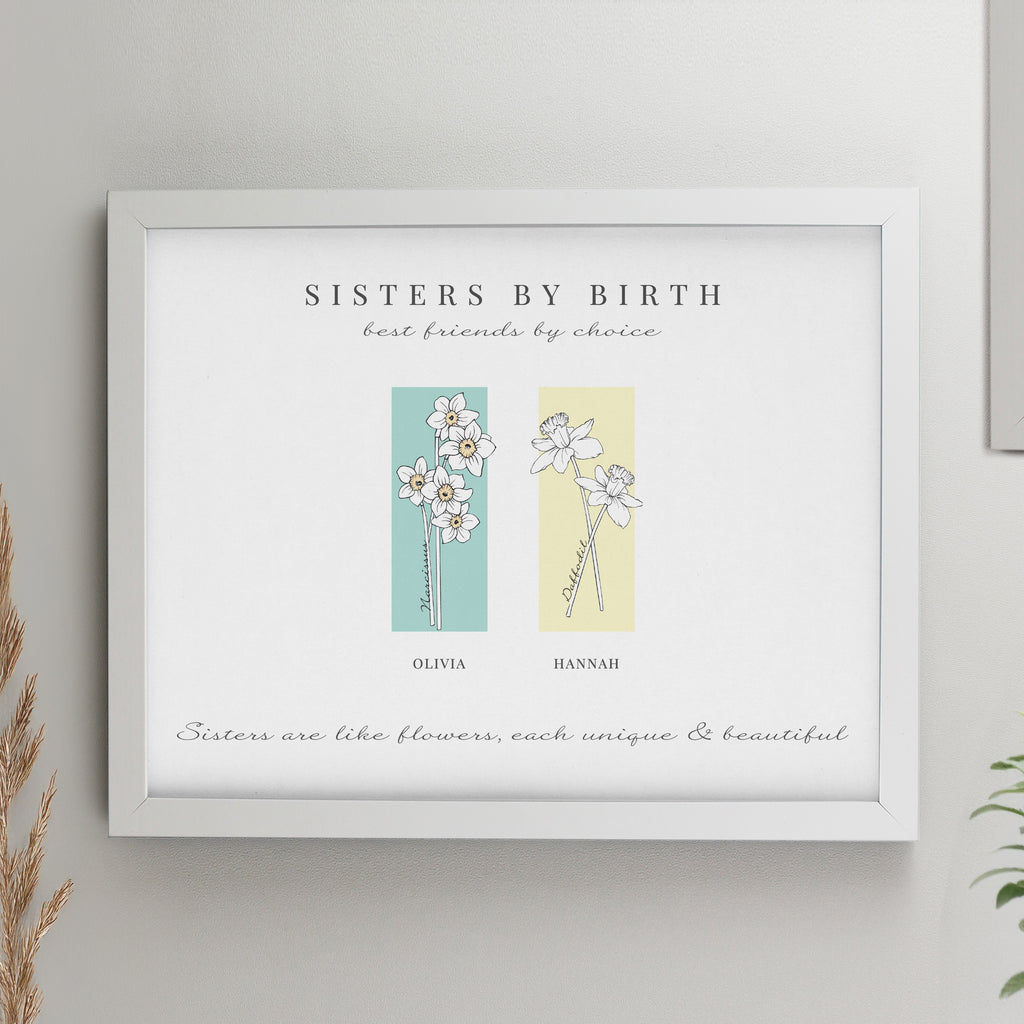 Personalised Birth Flower Family of 2 White Framed Print - Buy Framed Prints at GiftMasters.co.uk