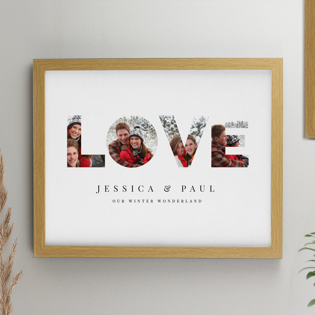 Personalised LOVE Photo Upload Oak Poster Frame - Buy Framed Prints at GiftMasters.co.uk