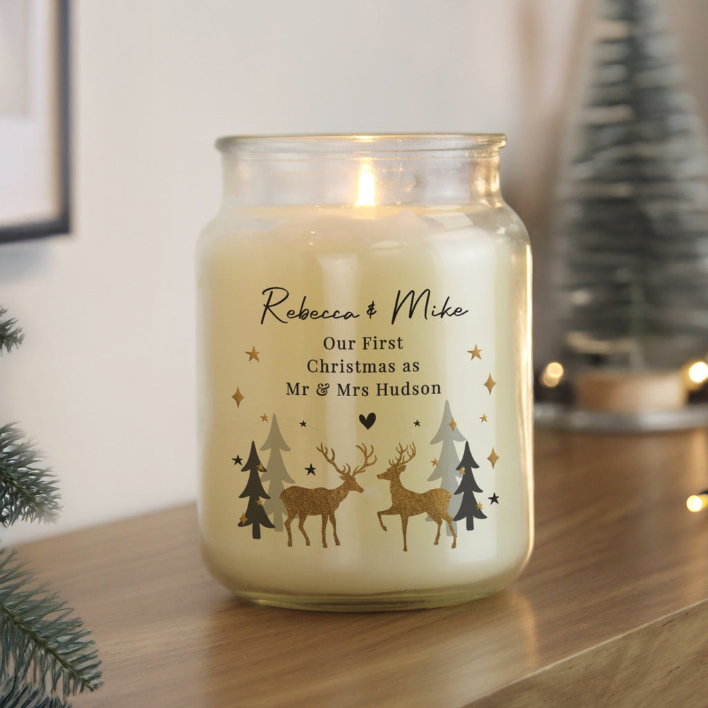 Personalised Christmas Reindeer Large Candle Jar - Buy Candles & Reed Diffusers at GiftMasters.co.uk