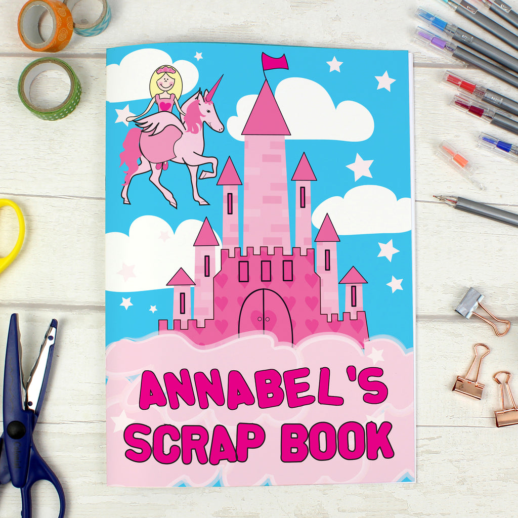 Personalised Princess & Unicorn - A4 Scrapbook - Buy Stationery & Pens at GiftMasters.co.uk