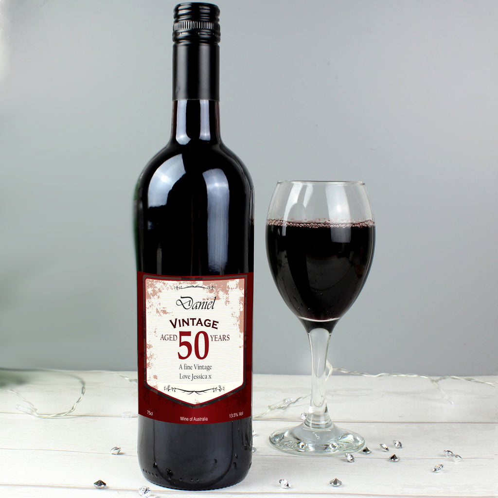 Personalised Red Wine Vintage Age Label - Buy Alcohol at GiftMasters.co.uk