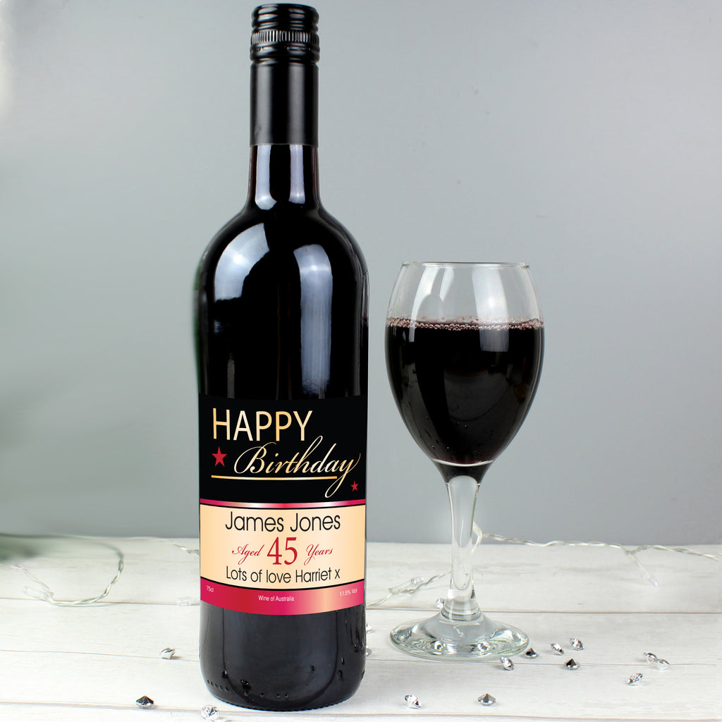 Personalised Happy Birthday Red Wine - Buy Alcohol at GiftMasters.co.uk