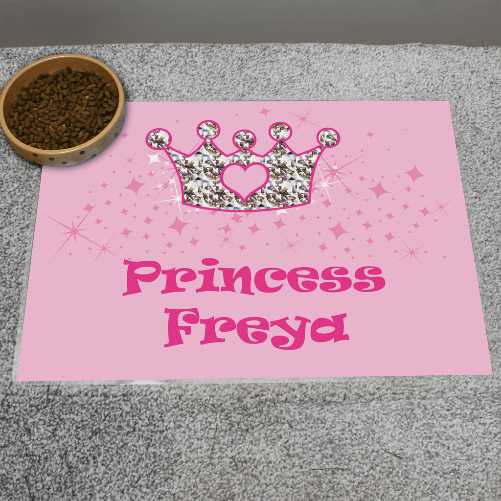 Personalised Pink Princess Pet Bowl Mat - Buy Pet Gifts at GiftMasters.co.uk