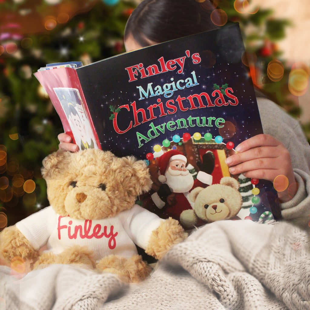 Personalised Magical Christmas Adventure Story Book and Personalised Teddy Bear - Buy Plush at GiftMasters.co.uk