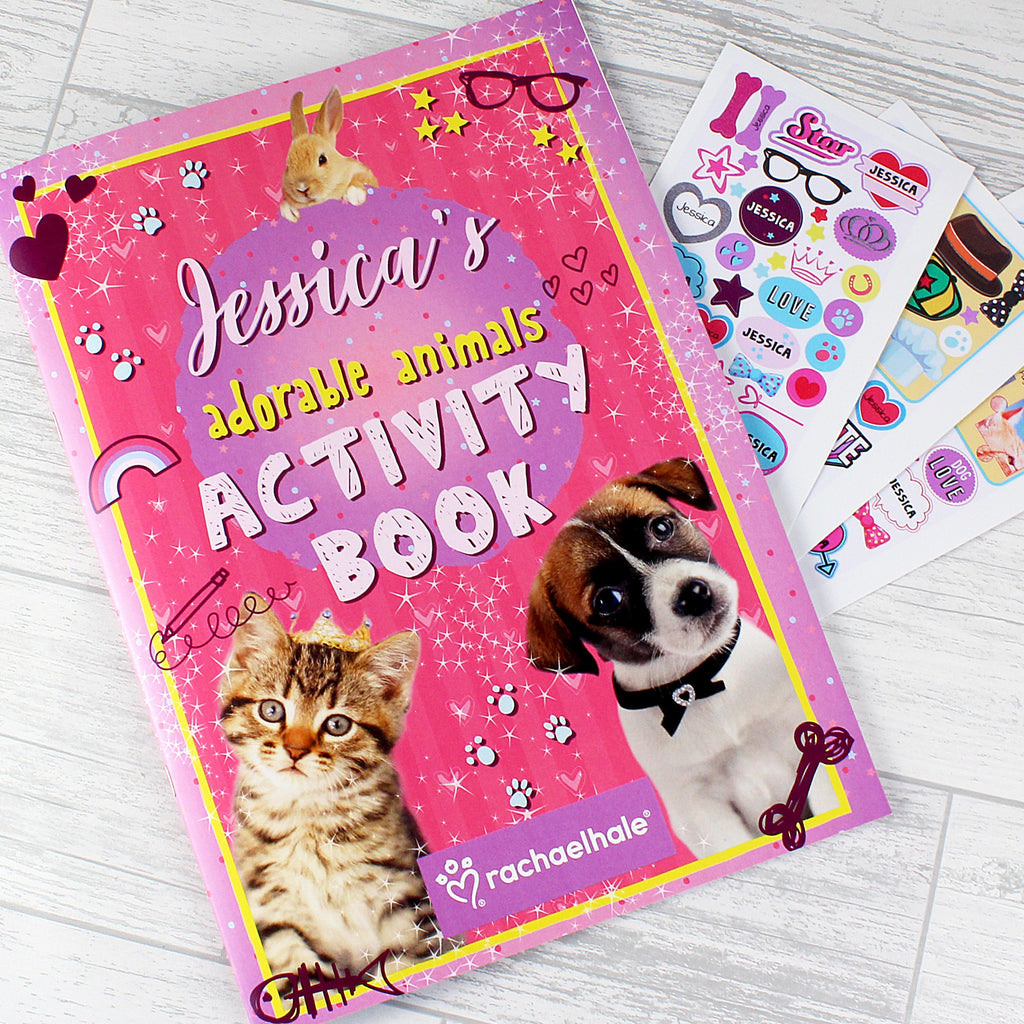 Personalised Rachael Hale Adorable Animals Activity Book With Stickers - Buy Books at GiftMasters.co.uk