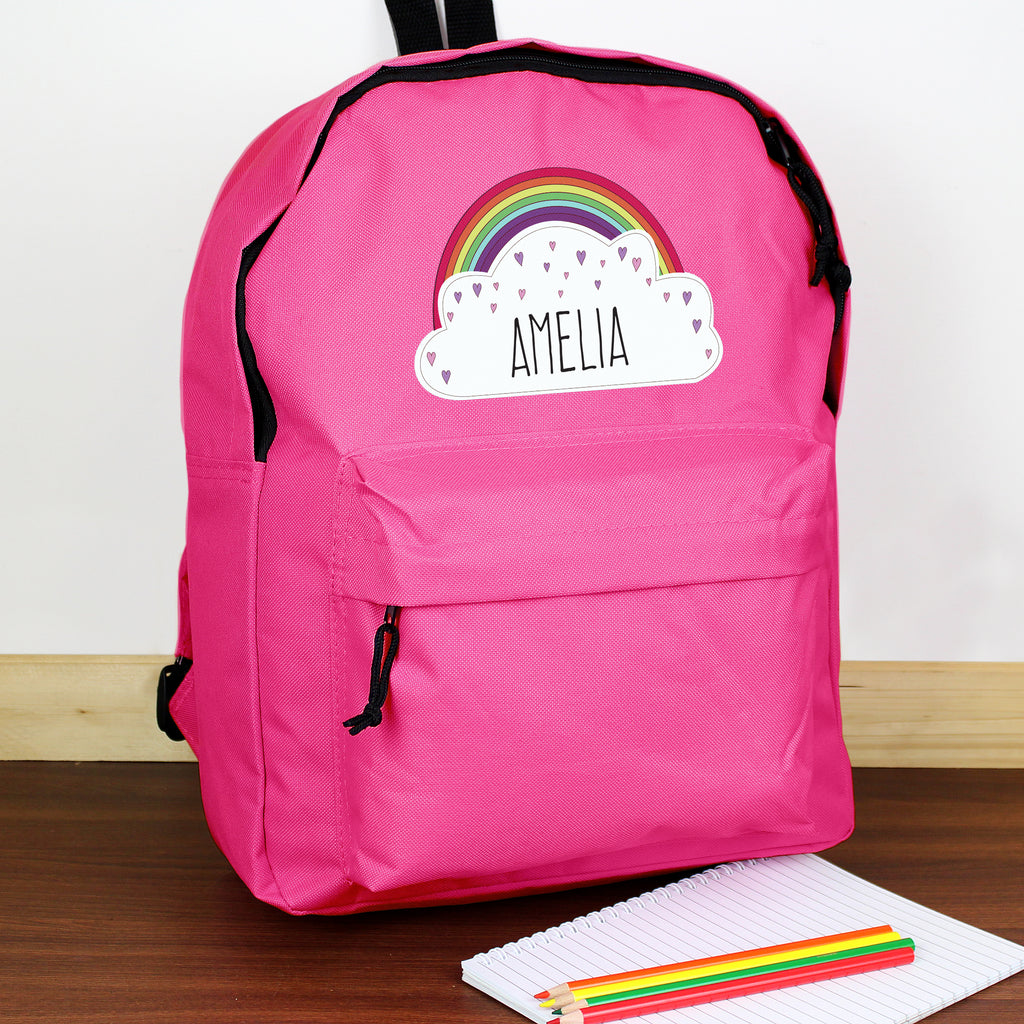 Personalised Rainbow Pink Backpack - GiftMasters.co.uk