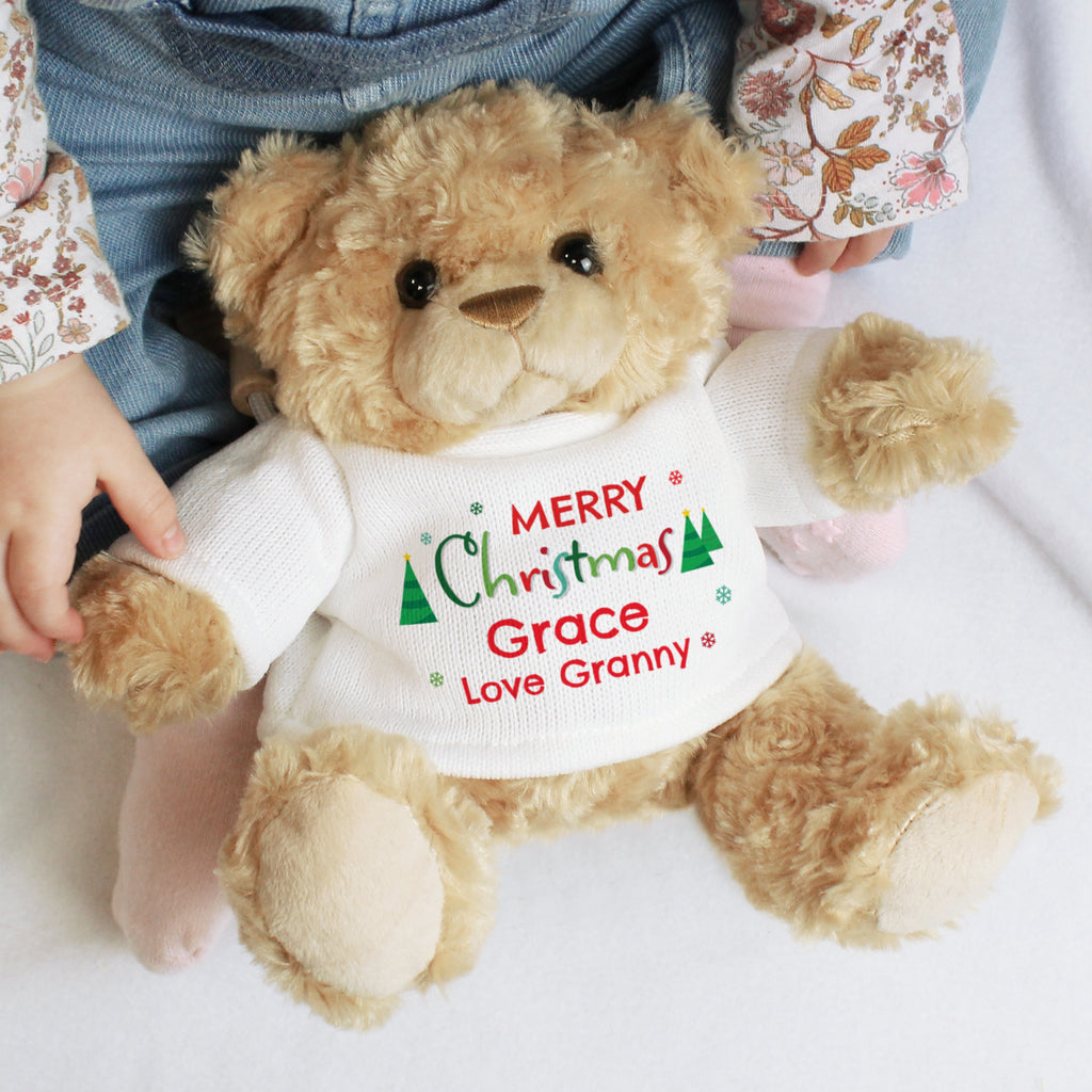 Personalised Merry Christmas Teddy Bear - Buy Plush at GiftMasters.co.uk