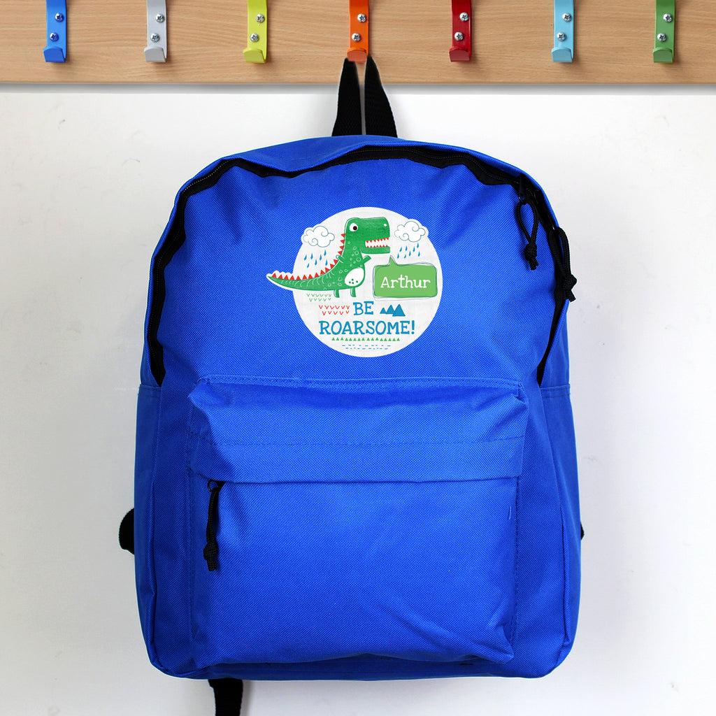 Personalised 'Be Roarsome' Dinosaur Backpack - GiftMasters.co.uk