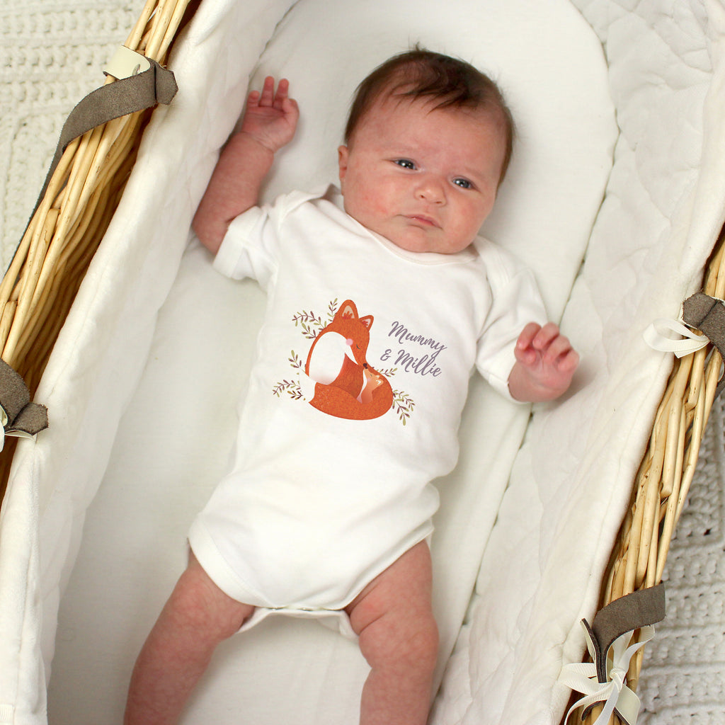 Personalised Mummy and Me Fox 0-3 Months Baby Vest - Buy Clothing at GiftMasters.co.uk