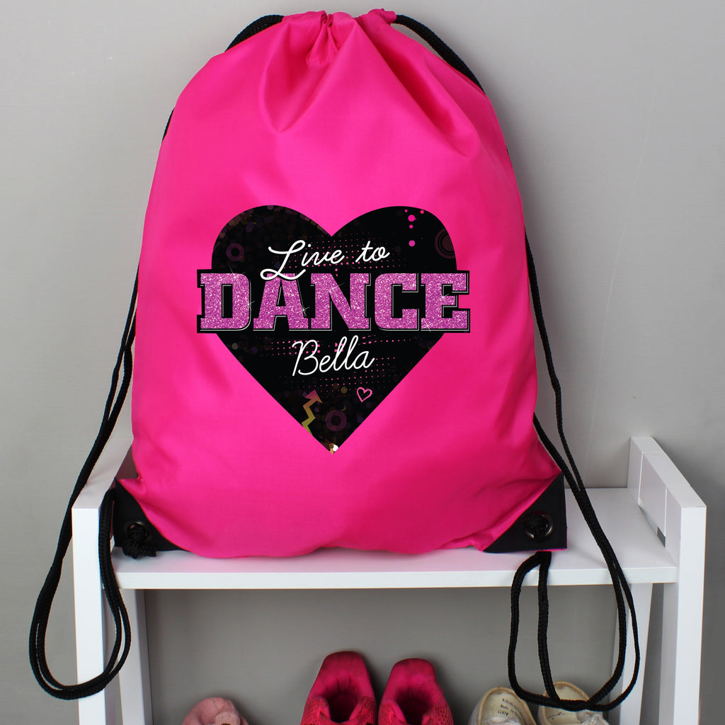 Personalised 'Live to Dance' Pink Kit Bag - Buy Textiles at GiftMasters.co.uk