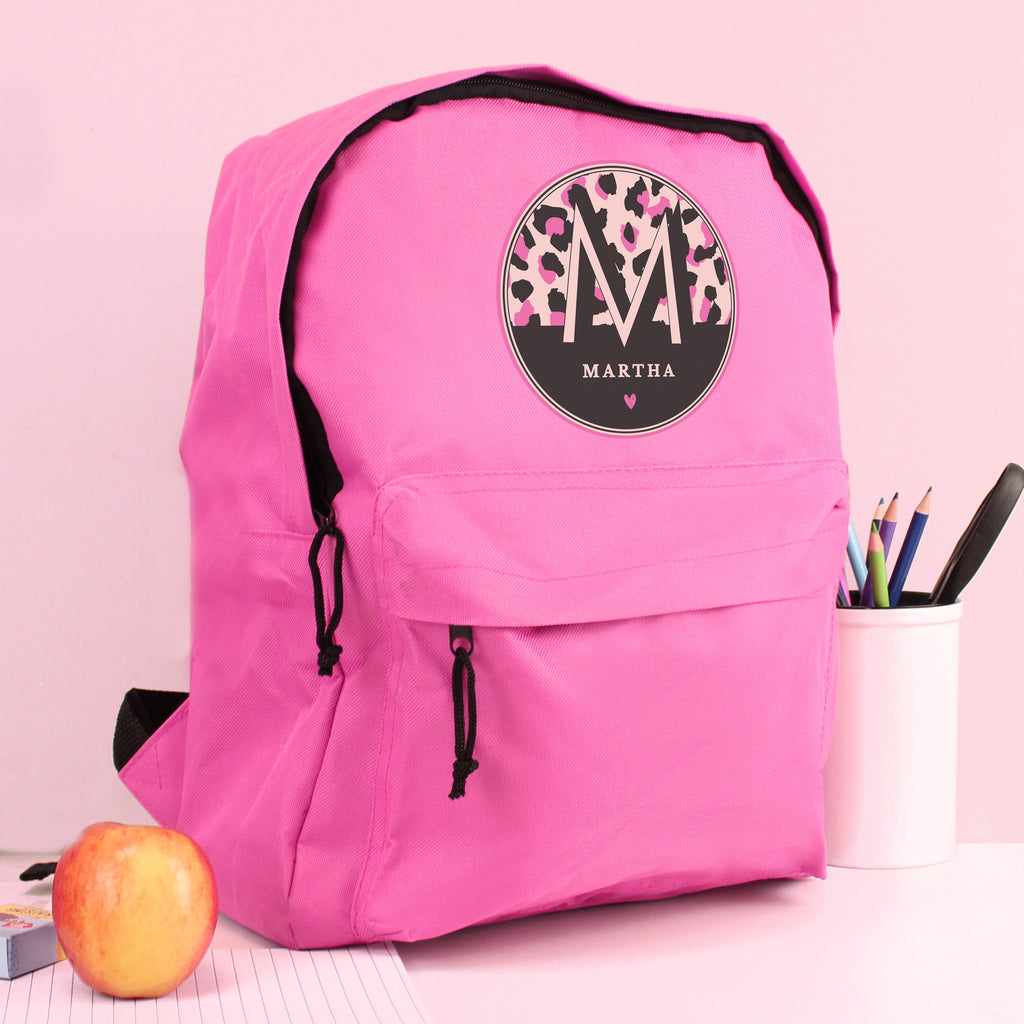 Personalised Leopard Print Pink Backpack - GiftMasters.co.uk