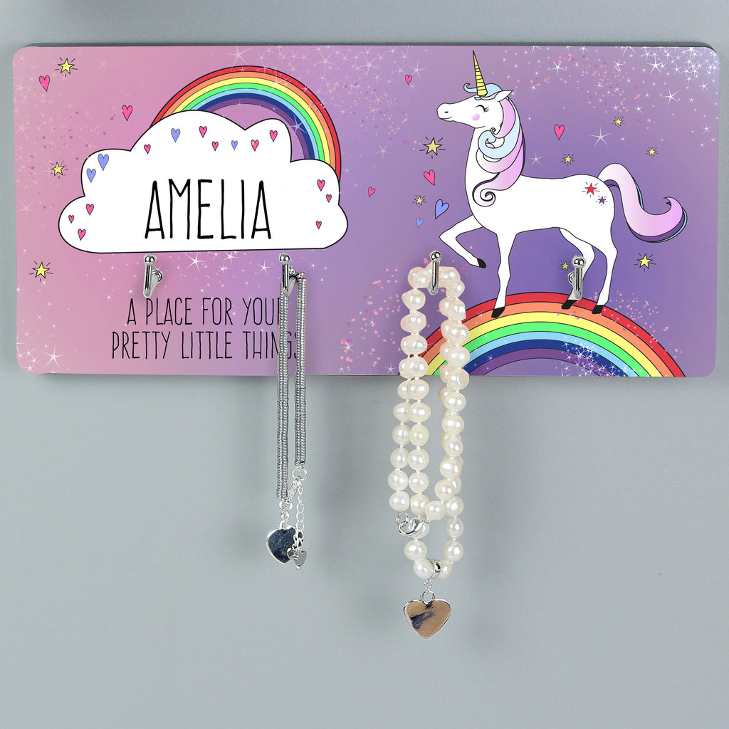 Personalised Unicorn Jewellery Hooks - Buy Wooden at GiftMasters.co.uk