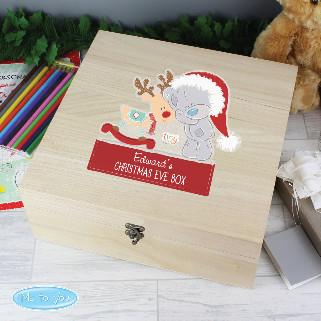 Personalised Colourful Tiny Tatty Teddy Large Wooden Christmas Eve Box - Buy Licensed Products at GiftMasters.co.uk