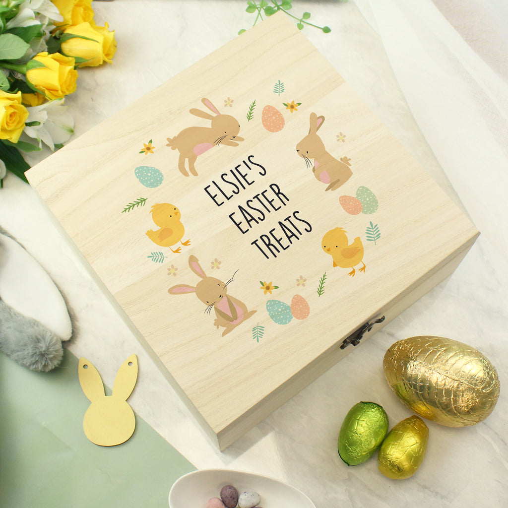 Personalised Easter Bunny Wooden Treat Box - Buy Wooden at GiftMasters.co.uk