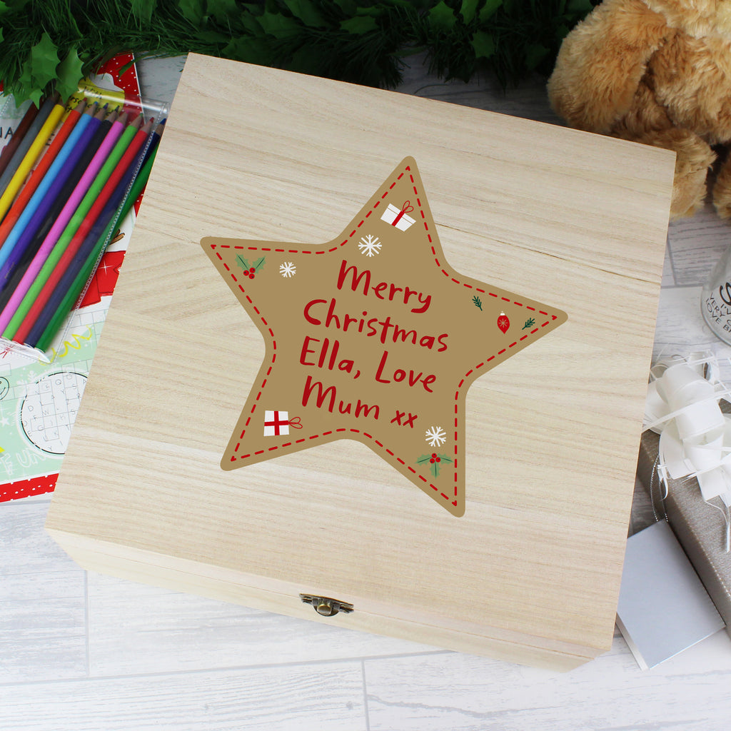 Personalised Christmas Large Wooden Keepsake Box - Buy Trinket, Jewellery & Keepsake Boxes at GiftMasters.co.uk