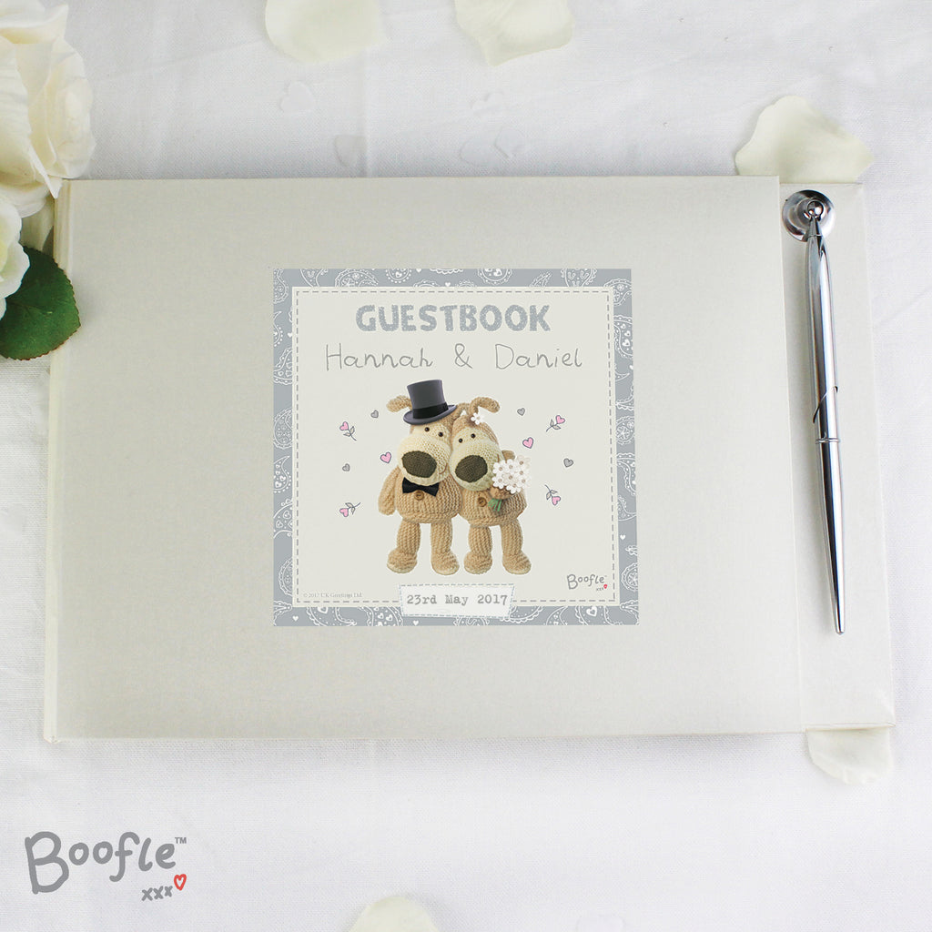 Personalised Boofle Wedding Hardback Guest Book & Pen - Buy Photo Frames, Albums and Guestbooks at GiftMasters.co.uk