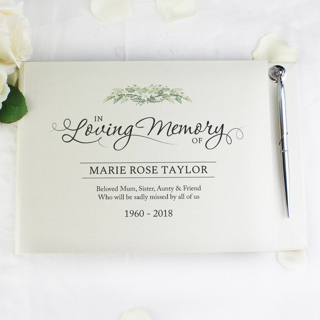 Personalised In Loving Memory Hardback Guest Book & Pen - Buy Photo Frames, Albums and Guestbooks at GiftMasters.co.uk