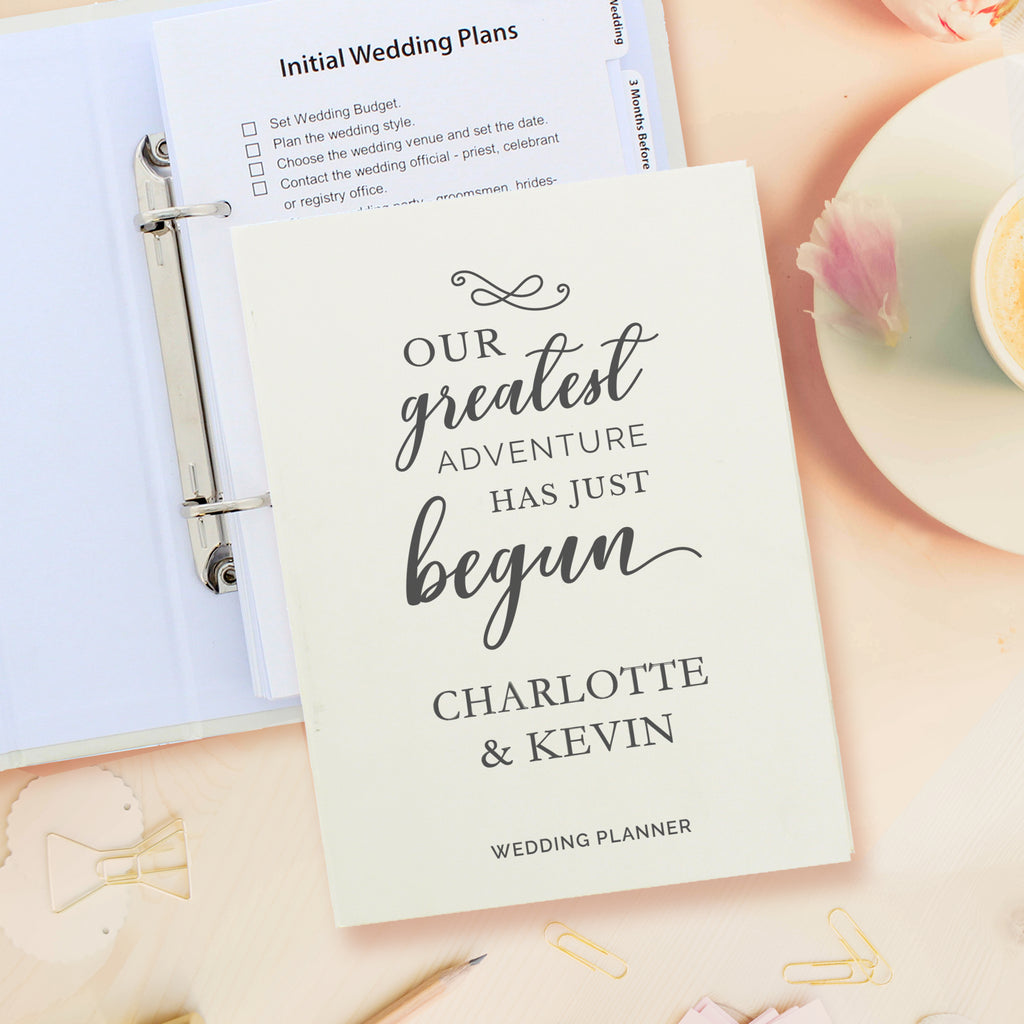 Personalised Our Greatest Adventure Wedding Planner - Buy Stationery & Pens at GiftMasters.co.uk