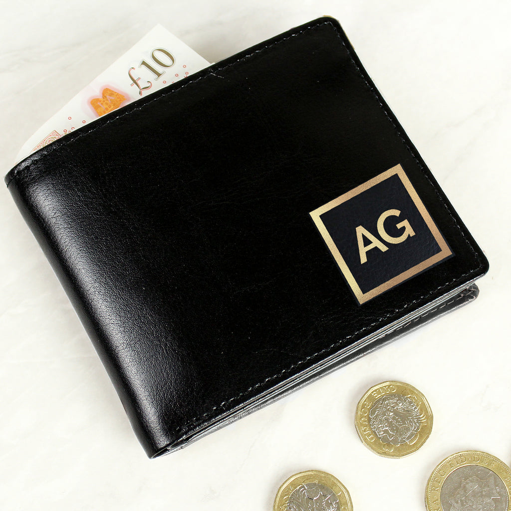 Personalised Gold Initials Leather Wallet - Buy Leather & Leatherette at GiftMasters.co.uk