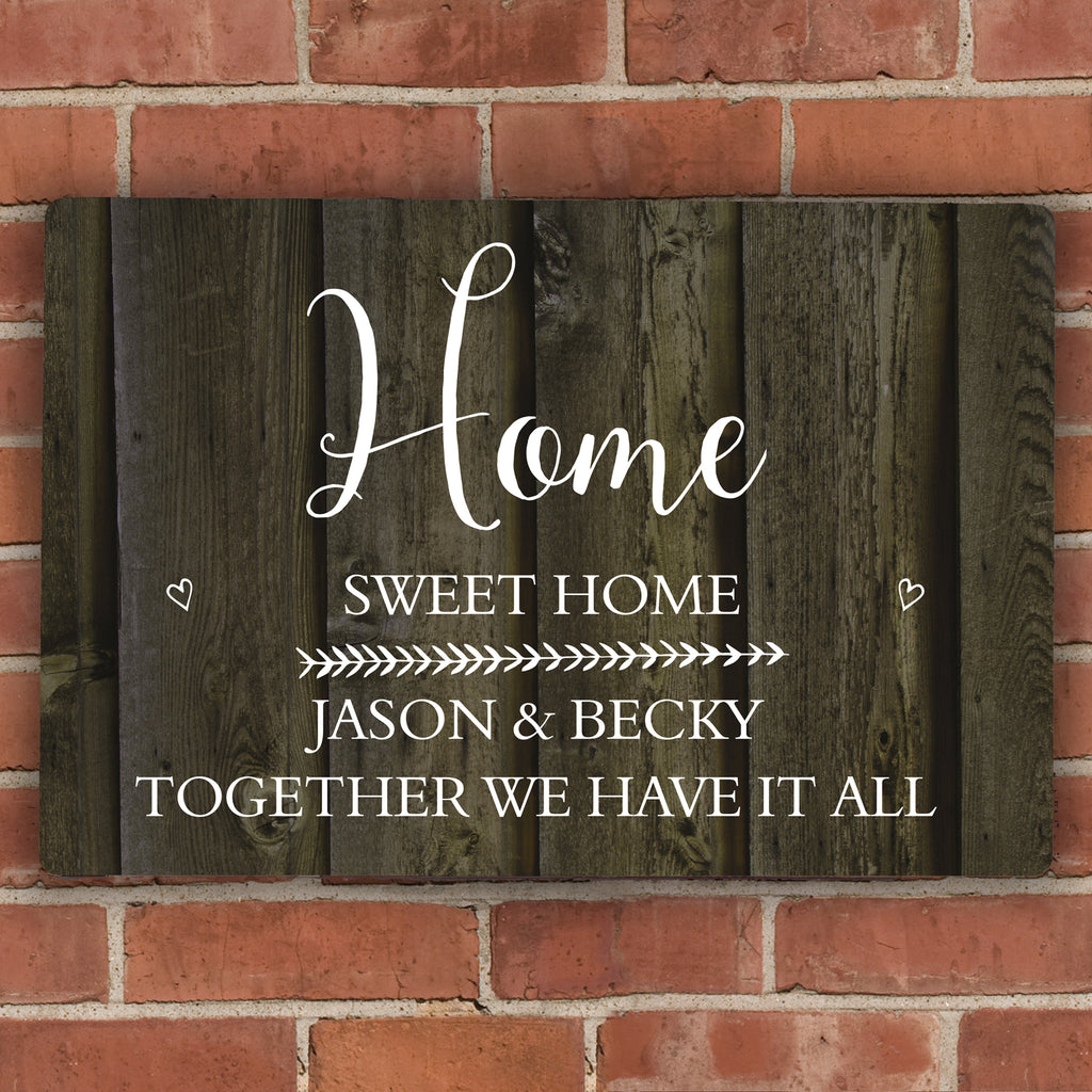 Personalised Walnut Wood Grain Metal Sign - Buy Hanging Decorations & Signs at GiftMasters.co.uk
