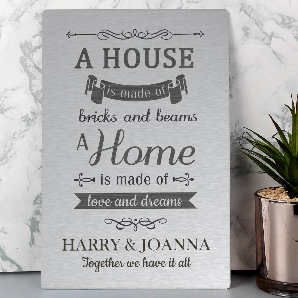 Personalised 'A House Is Made Of...' Metal Sign - Buy Hanging Decorations & Signs at GiftMasters.co.uk