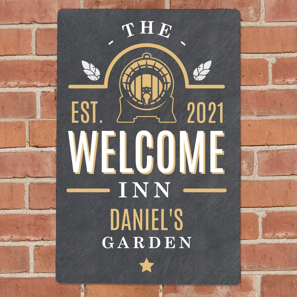 Personalised The Welcome Inn Metal Sign - Buy Hanging Decorations & Signs at GiftMasters.co.uk