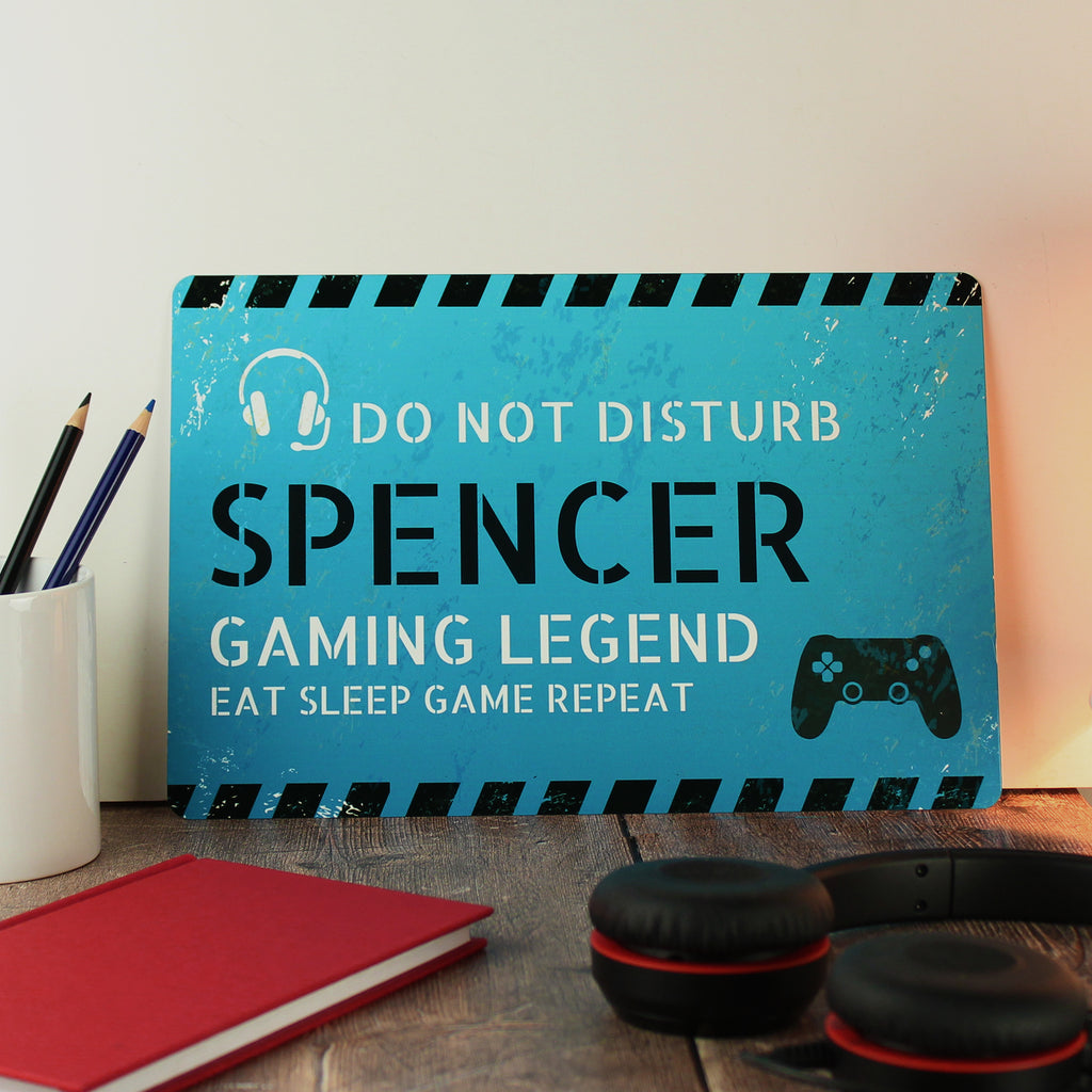 Personalised Gamer Do Not Disturb Metal Sign - Buy Hanging Decorations & Signs at GiftMasters.co.uk