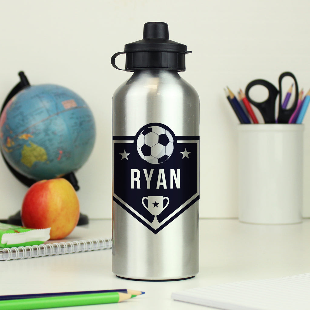 Personalised Football Silver Drinks Bottle - Buy Drinks Bottles at GiftMasters.co.uk