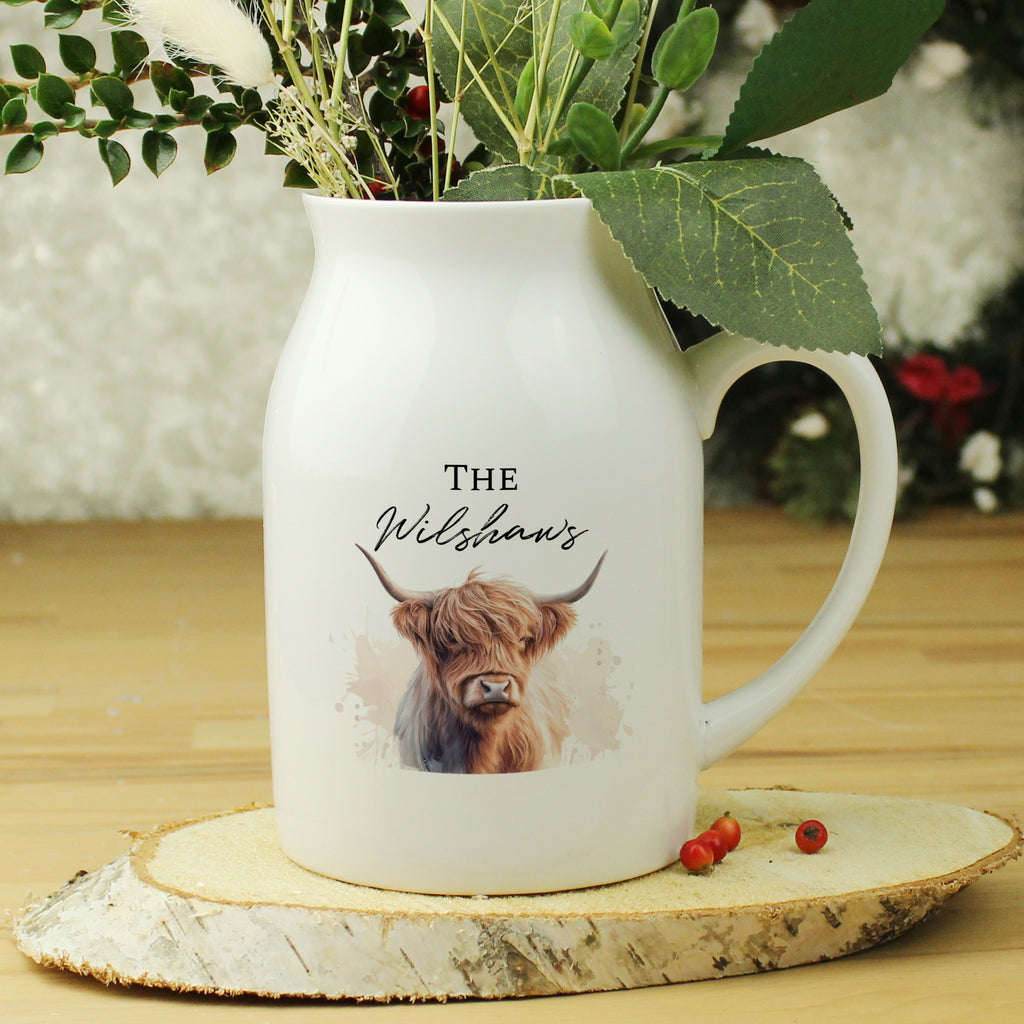 Personalised Highland Cow Flower Jug Vase - Buy Vases at GiftMasters.co.uk