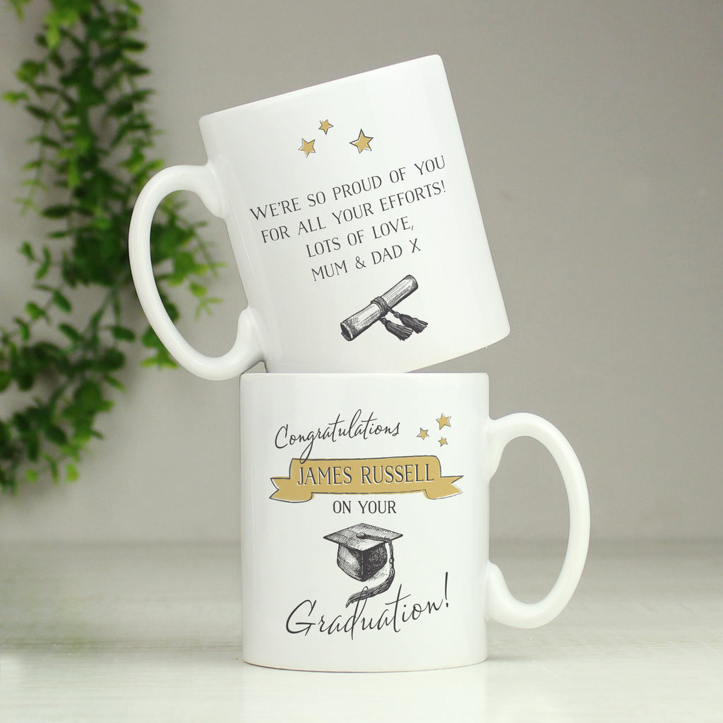 Personalised Gold Star Graduation Mug - Buy Mugs at GiftMasters.co.uk