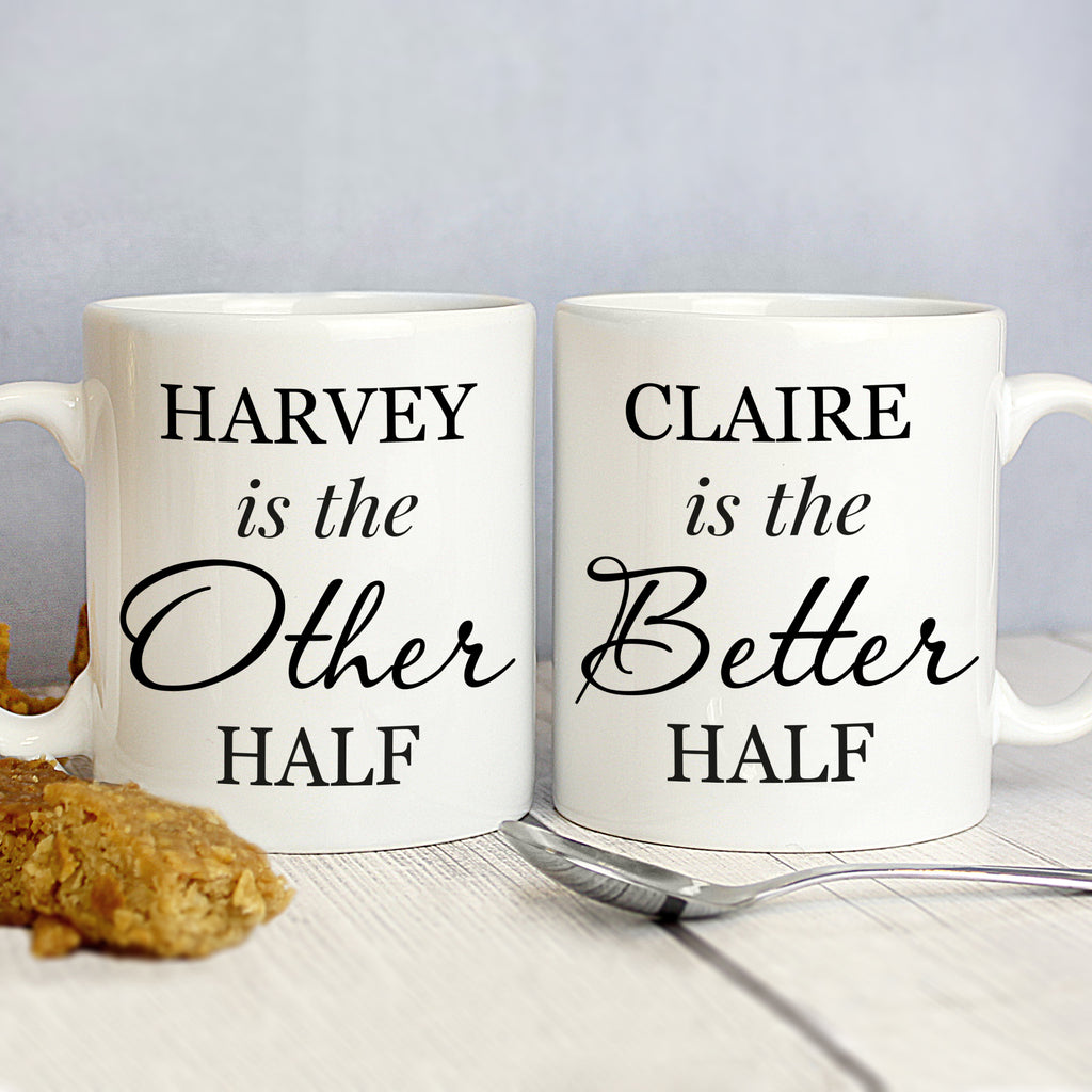 Personalised Other Half and Better Half Mug Set - Buy Mugs at GiftMasters.co.uk