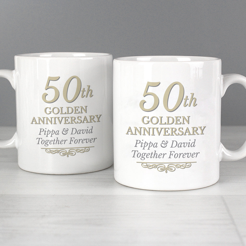 Personalised 50th Golden Anniversary Mug Set - Buy Mugs at GiftMasters.co.uk