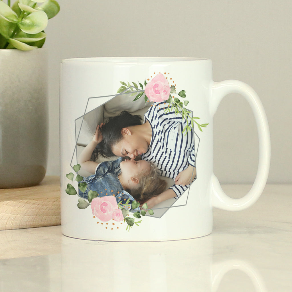 Personalised Floral Abstract Photo Upload Mug - Buy Mugs at GiftMasters.co.uk