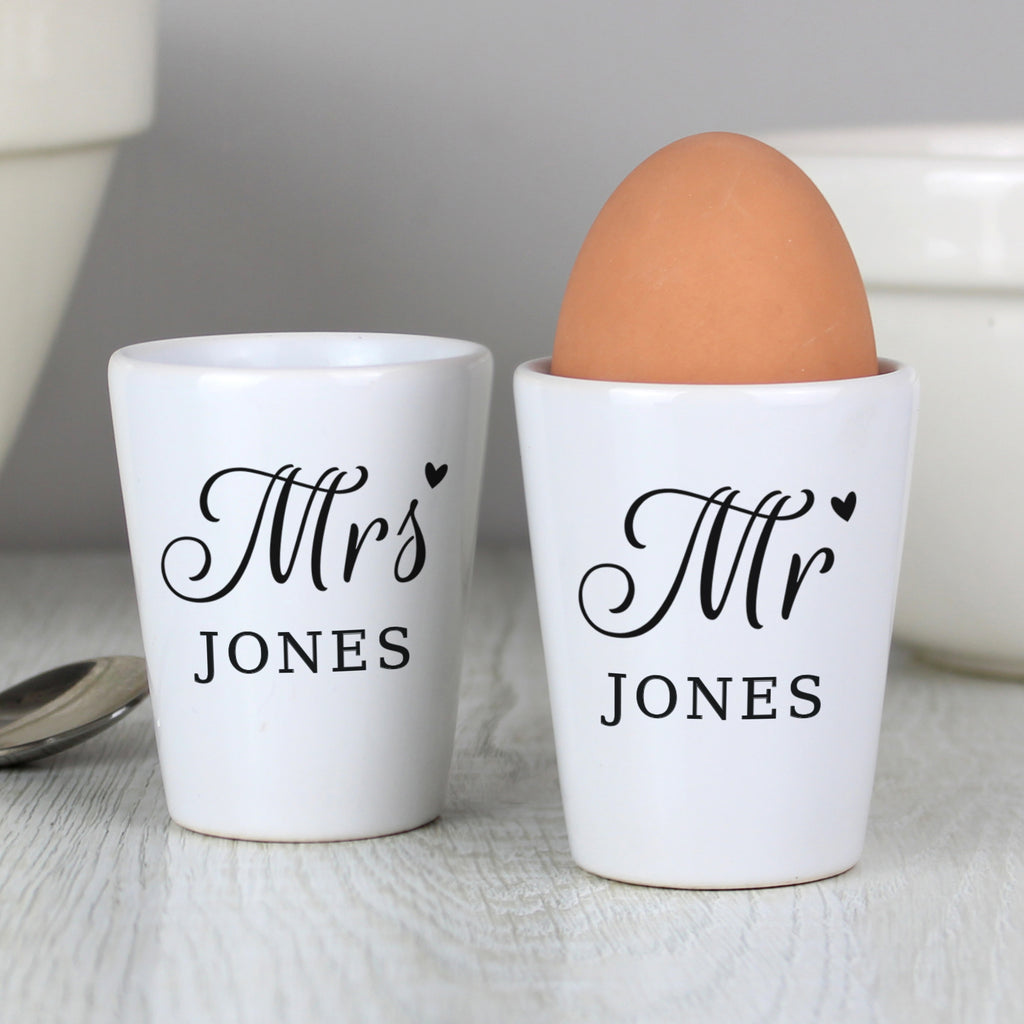 Personalised Mr & Mrs Egg Cups - Buy Mealtime Essentials at GiftMasters.co.uk