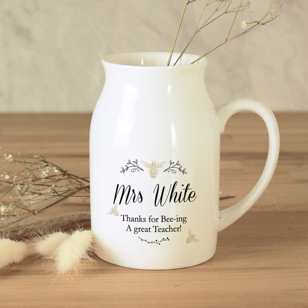 Personalised Floral Bee Flower Jug Vase - Buy Vases at GiftMasters.co.uk