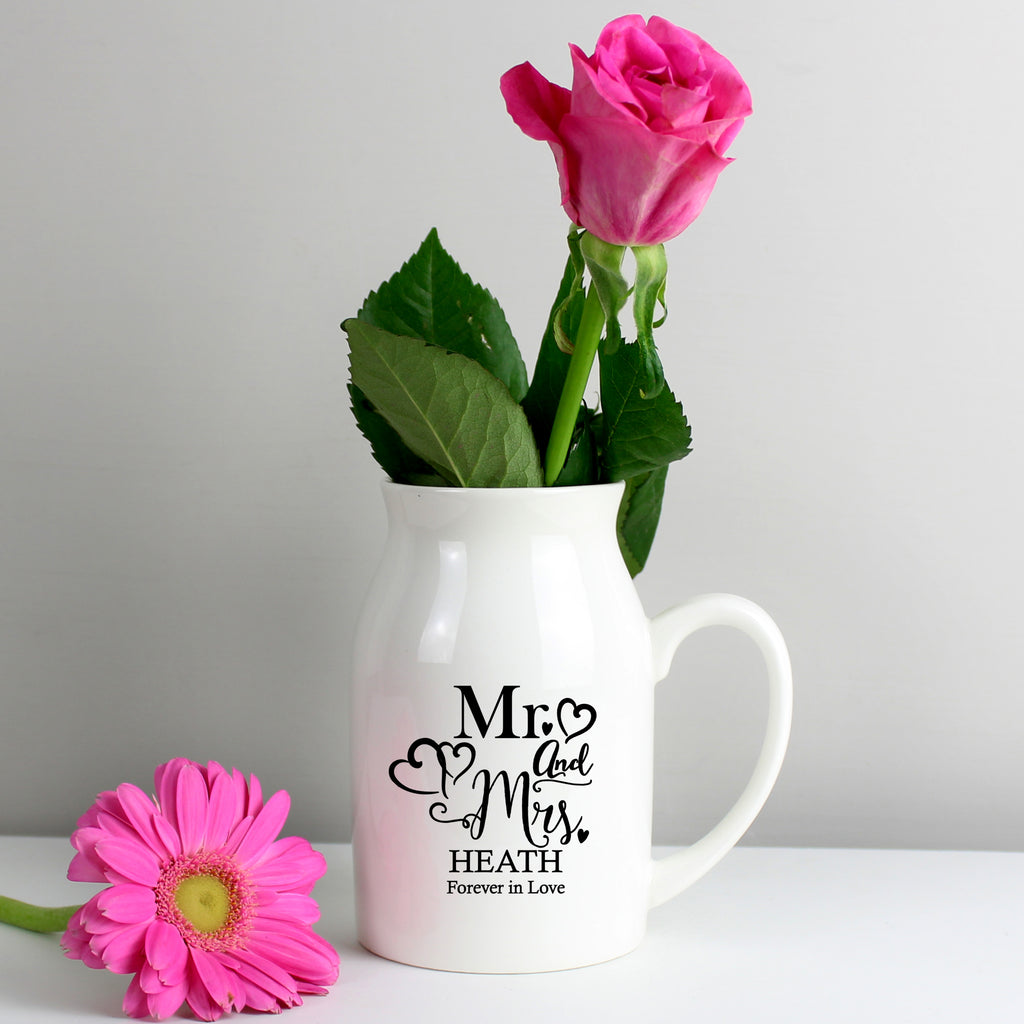Personalised Mr & Mrs Flower Jug Vase - Buy Vases at GiftMasters.co.uk