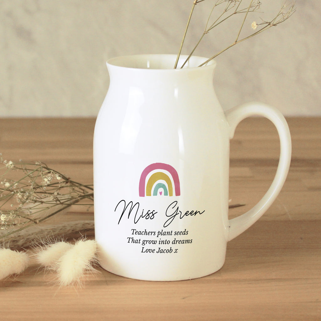 Personalised Rainbow Flower Jug Vase - Buy Vases at GiftMasters.co.uk