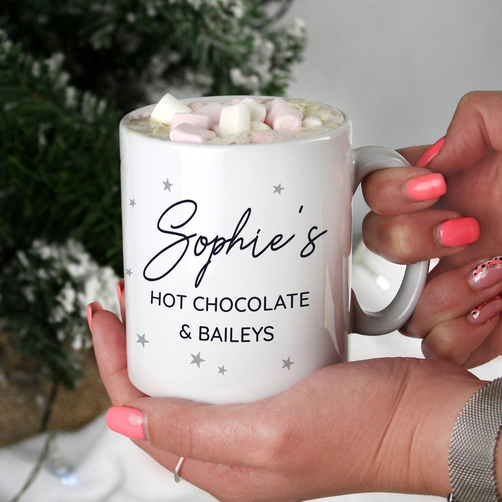 Personalised Free Text Little Grey Stars Mug - Buy Mugs at GiftMasters.co.uk