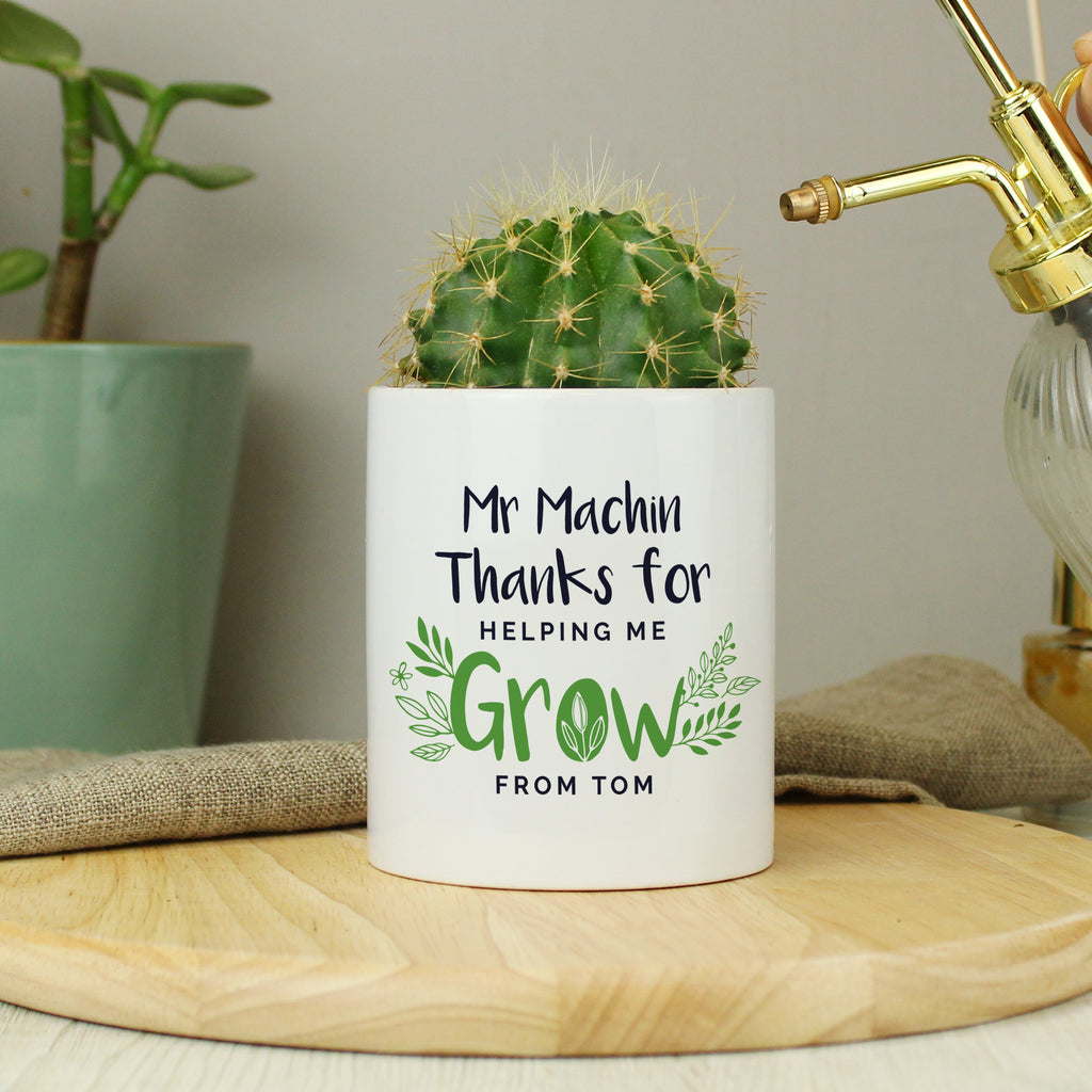 Personalised Thanks For Helping Me Grow Ceramic Storage Pot - Buy Storage at GiftMasters.co.uk