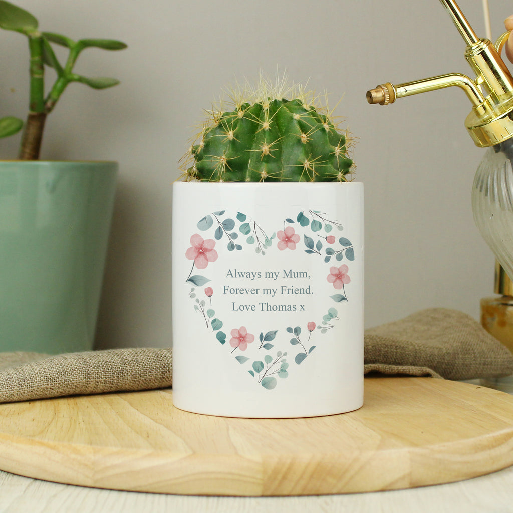 Personalised Floral Heart Ceramic Storage Pot - Buy Storage at GiftMasters.co.uk