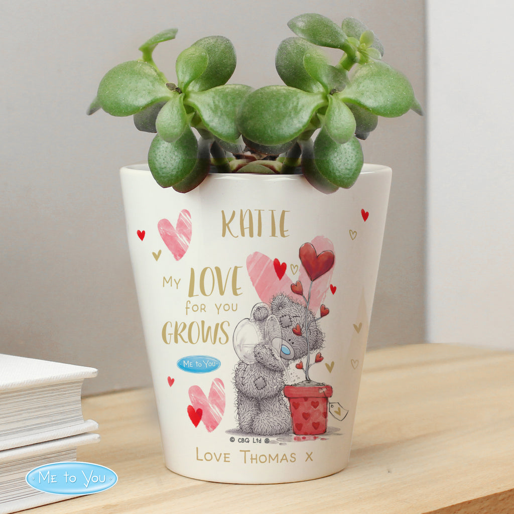 Personalised Me To You Love Grows Plant Pot - Buy Vases at GiftMasters.co.uk