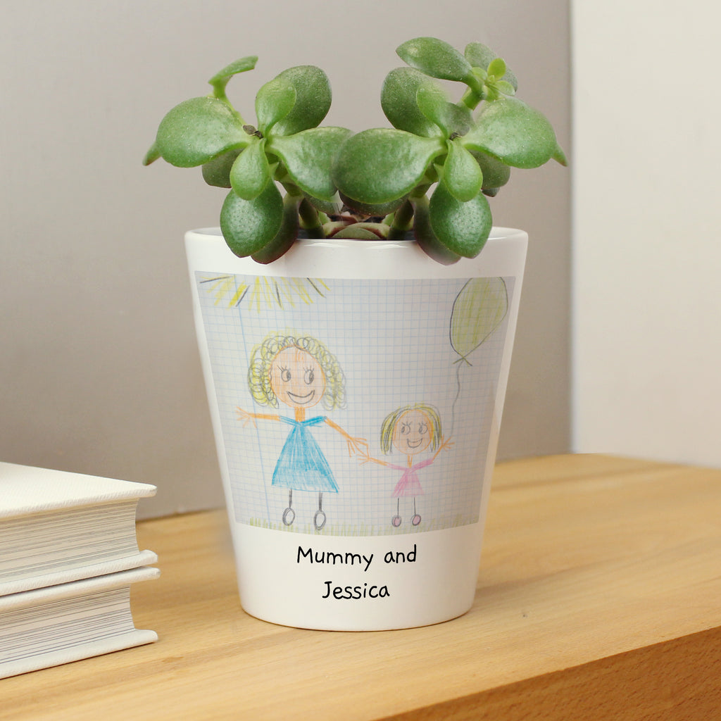 Personalised Childrens Drawing Photo Upload Plant Pot - Buy Vases at GiftMasters.co.uk