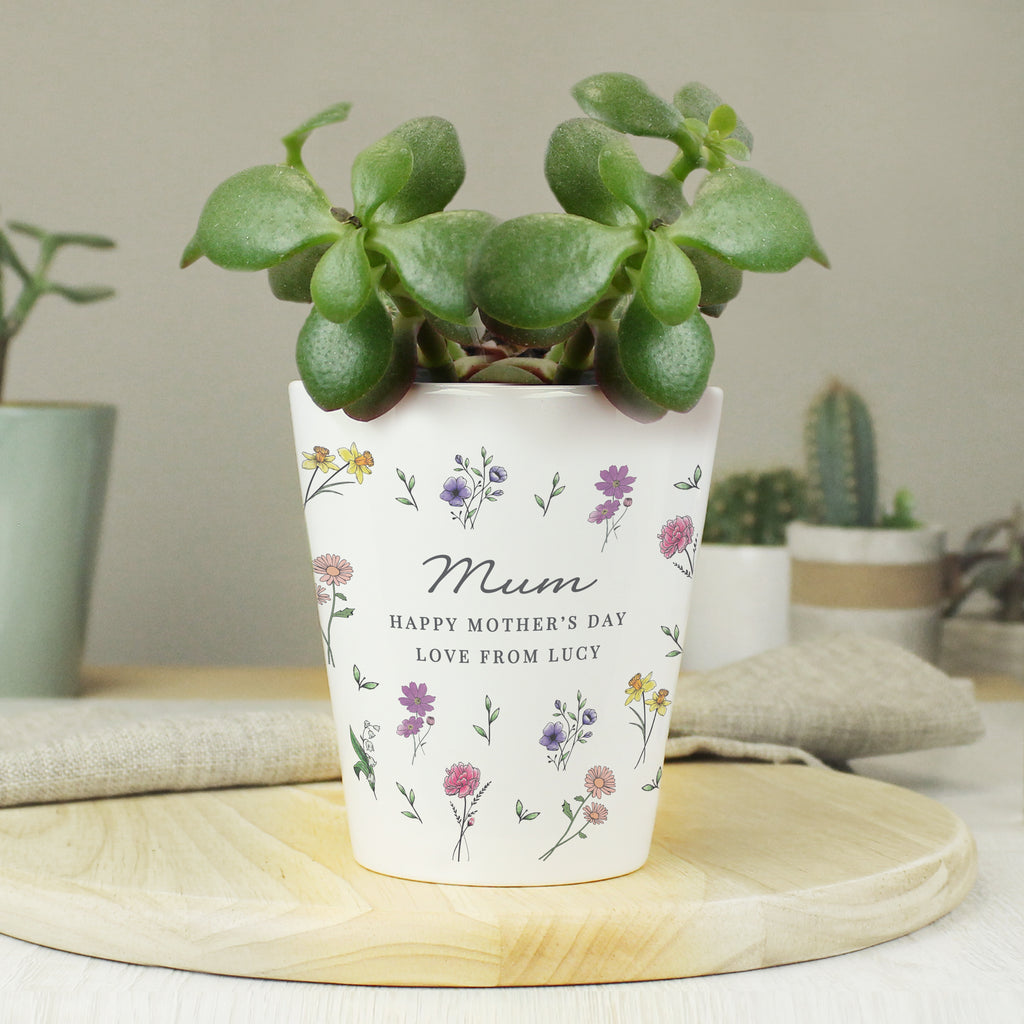 Personalised Wild Flowers Plant Pot - Buy Vases at GiftMasters.co.uk
