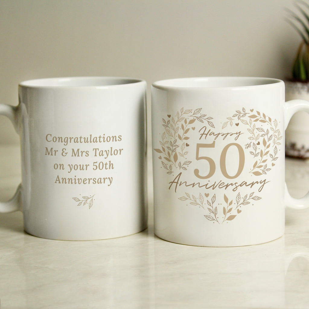 Personalised 50th Golden Wedding Anniversary Mug - Buy Mugs at GiftMasters.co.uk
