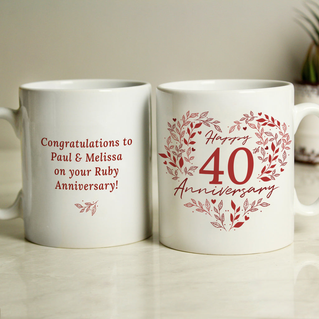 Personalised 40th Ruby Wedding Anniversary Mug - Buy Mugs at GiftMasters.co.uk