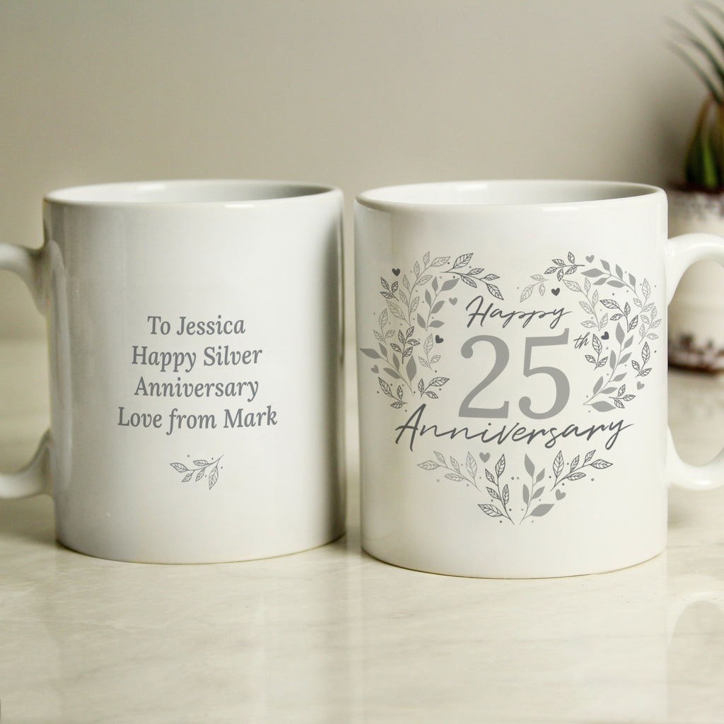 Personalised 25th Silver Wedding Anniversary Mug - Buy Mugs at GiftMasters.co.uk