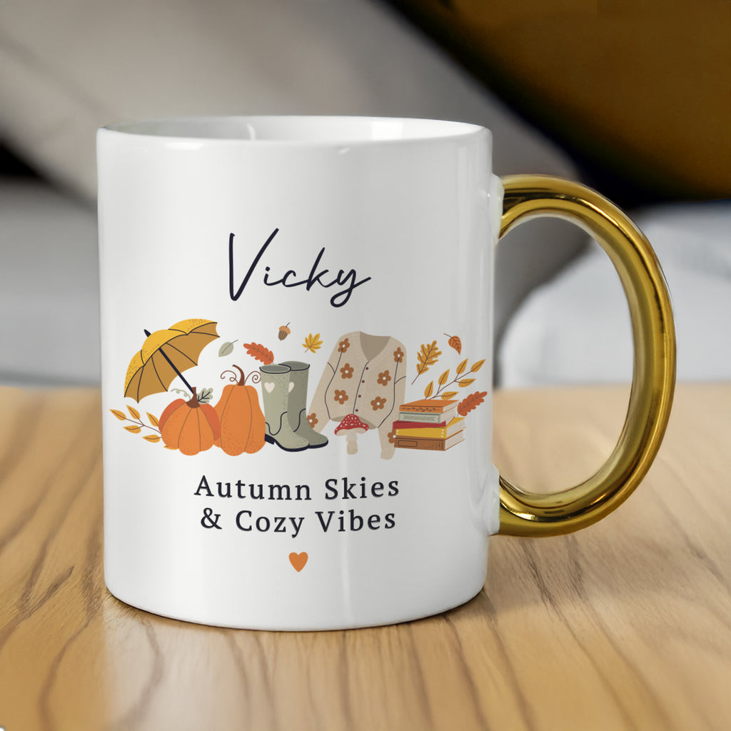 Personalised Autumn Gold Handled Mug - Buy  at GiftMasters.co.uk