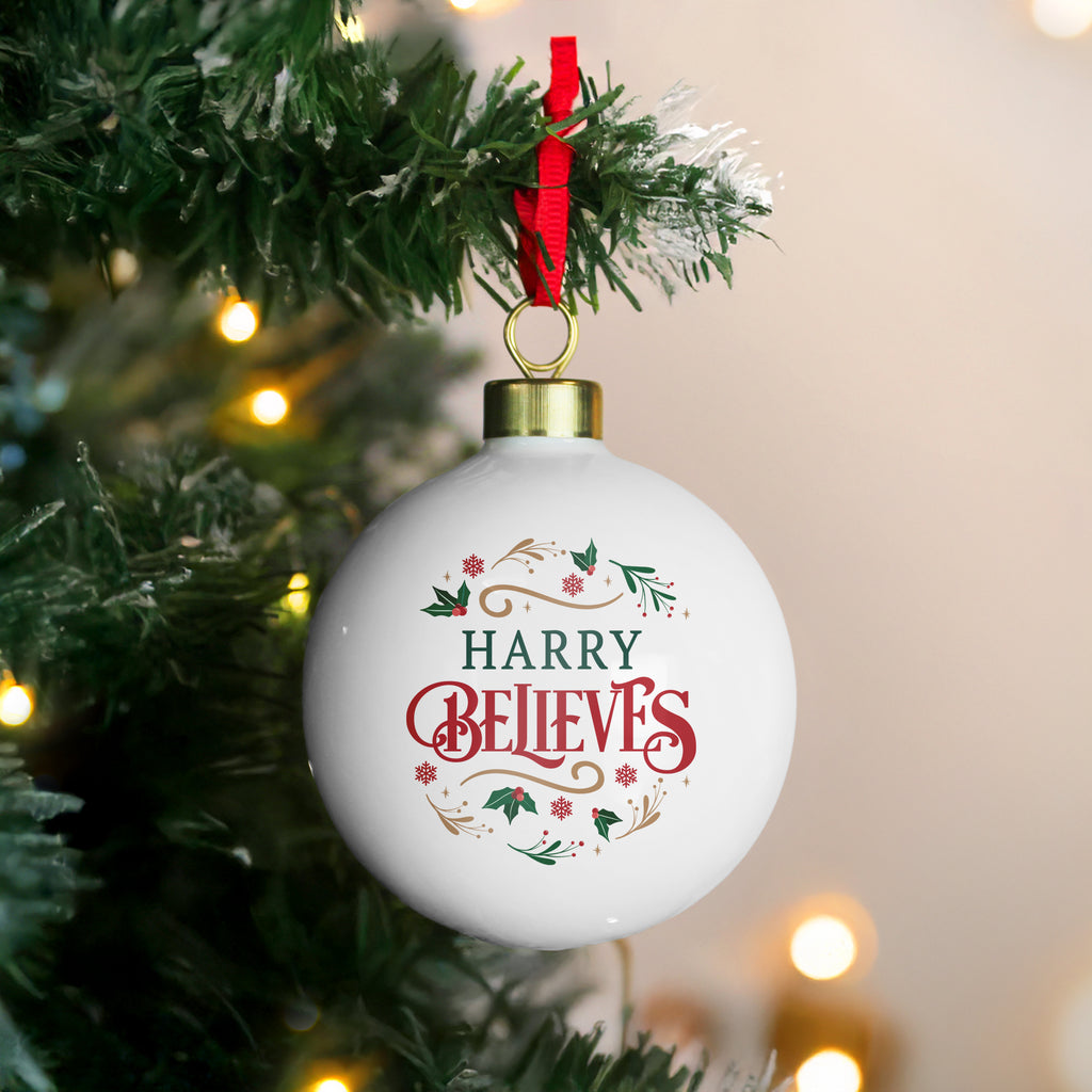 Personalised Believe in Christmas Bauble - Buy Christmas Decorations at GiftMasters.co.uk