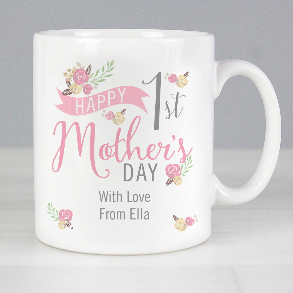 Personalised Floral Bouquet 1st Mothers Day Mug - Buy Mugs at GiftMasters.co.uk