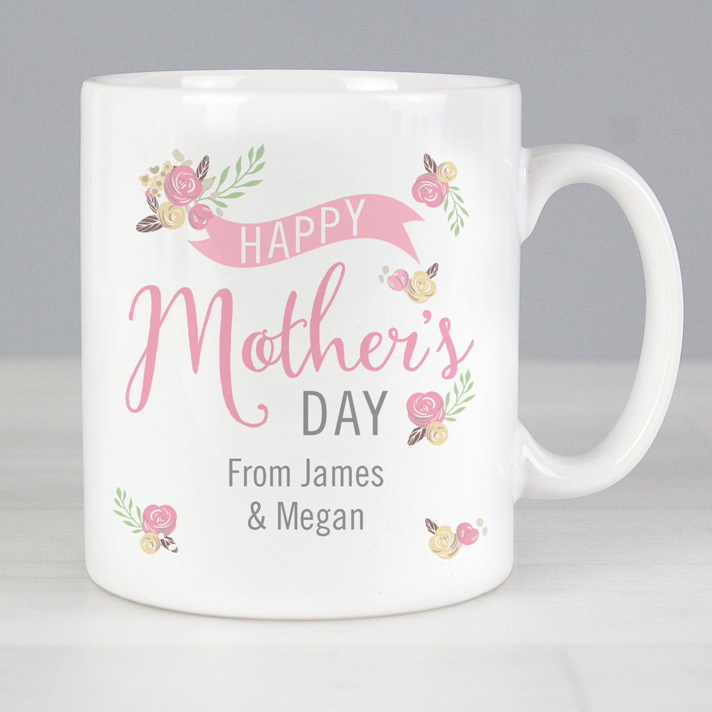 Personalised Floral Bouquet Mothers Day Mug - Buy Mugs at GiftMasters.co.uk